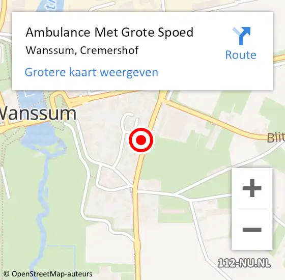 Locatie op kaart van de 112 melding: Ambulance Met Grote Spoed Naar Wanssum, Cremershof op 16 november 2017 15:33