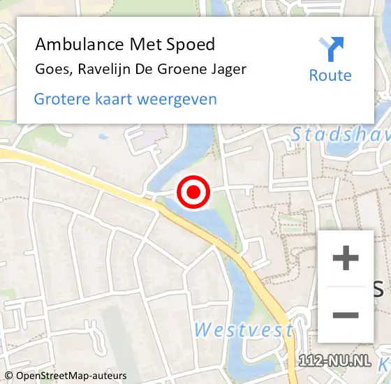 Locatie op kaart van de 112 melding: Ambulance Met Spoed Naar Goes, Ravelijn De Groene Jager op 16 november 2017 16:33