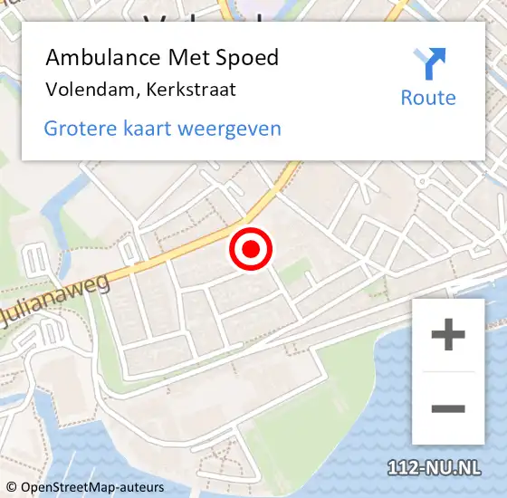 Locatie op kaart van de 112 melding: Ambulance Met Spoed Naar Volendam, Kerkstraat op 16 november 2017 16:42