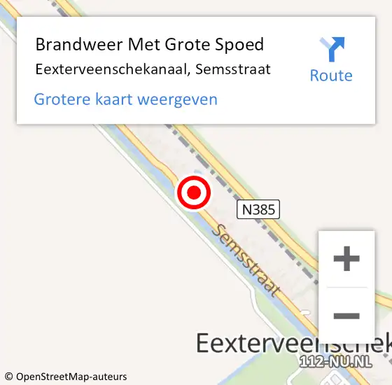 Locatie op kaart van de 112 melding: Brandweer Met Grote Spoed Naar Eexterveenschekanaal, Semsstraat op 16 november 2017 16:47