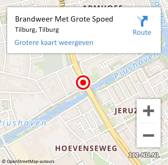 Locatie op kaart van de 112 melding: Brandweer Met Grote Spoed Naar Tilburg, Tilburg op 16 november 2017 16:56