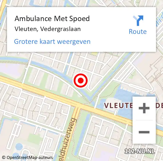 Locatie op kaart van de 112 melding: Ambulance Met Spoed Naar Vleuten, Vedergraslaan op 16 november 2017 17:23