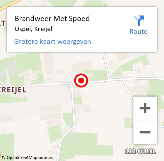 Locatie op kaart van de 112 melding: Brandweer Met Spoed Naar Ospel, Kreijel op 16 november 2017 17:32