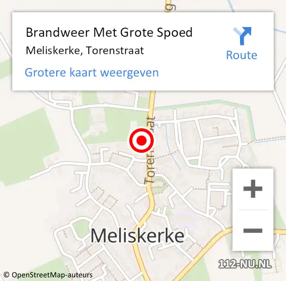 Locatie op kaart van de 112 melding: Brandweer Met Grote Spoed Naar Meliskerke, Torenstraat op 16 november 2017 19:14