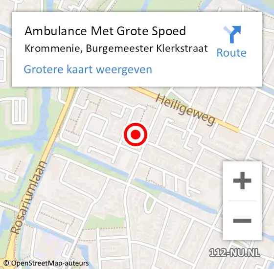 Locatie op kaart van de 112 melding: Ambulance Met Grote Spoed Naar Krommenie, Burgemeester Klerkstraat op 7 februari 2014 08:55