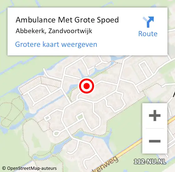 Locatie op kaart van de 112 melding: Ambulance Met Grote Spoed Naar Abbekerk, Zandvoortwijk op 16 november 2017 20:10