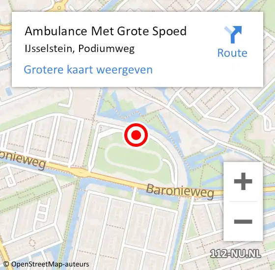 Locatie op kaart van de 112 melding: Ambulance Met Grote Spoed Naar IJsselstein, Podiumweg op 16 november 2017 20:20