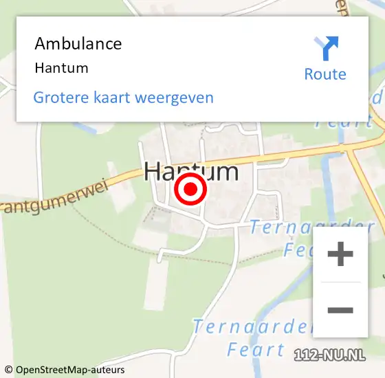 Locatie op kaart van de 112 melding: Ambulance Hantum op 16 november 2017 21:28