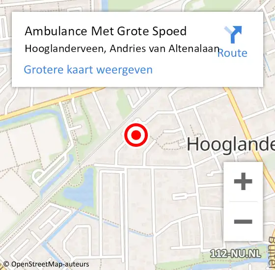 Locatie op kaart van de 112 melding: Ambulance Met Grote Spoed Naar Hooglanderveen, Andries van Altenalaan op 16 november 2017 22:53