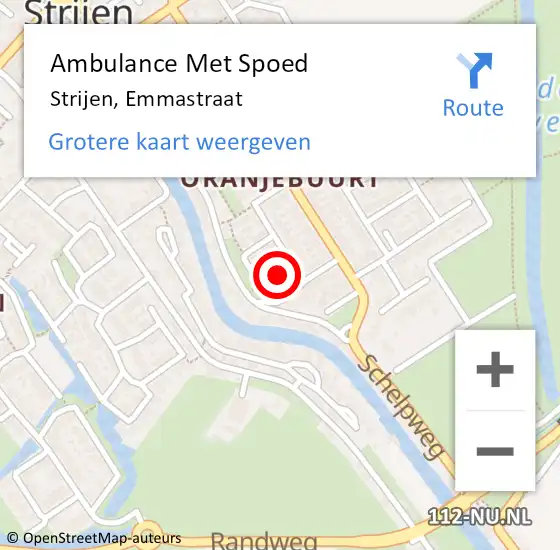 Locatie op kaart van de 112 melding: Ambulance Met Spoed Naar Strijen, Emmastraat op 16 november 2017 23:01