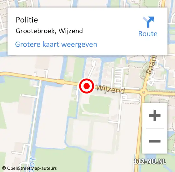 Locatie op kaart van de 112 melding: Politie Grootebroek, Wijzend op 16 november 2017 23:44