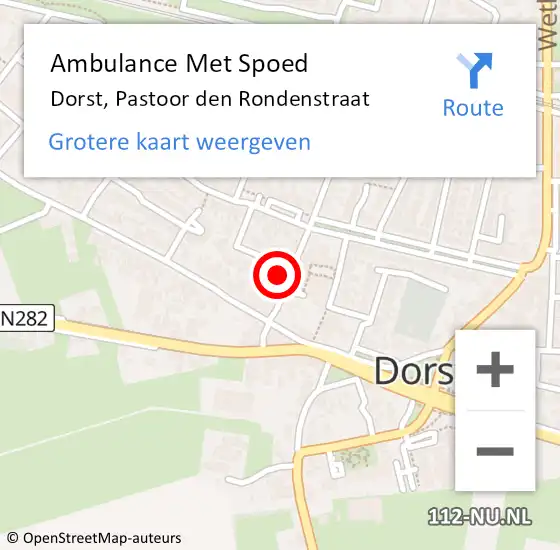 Locatie op kaart van de 112 melding: Ambulance Met Spoed Naar Dorst, Pastoor den Rondenstraat op 16 november 2017 23:57