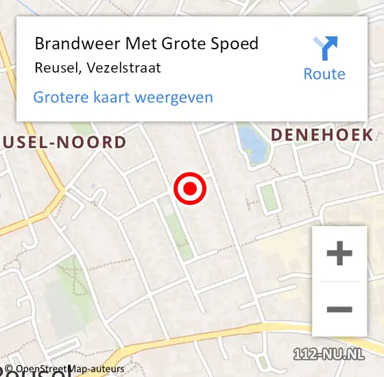 Locatie op kaart van de 112 melding: Brandweer Met Grote Spoed Naar Reusel, Vezelstraat op 17 november 2017 00:51