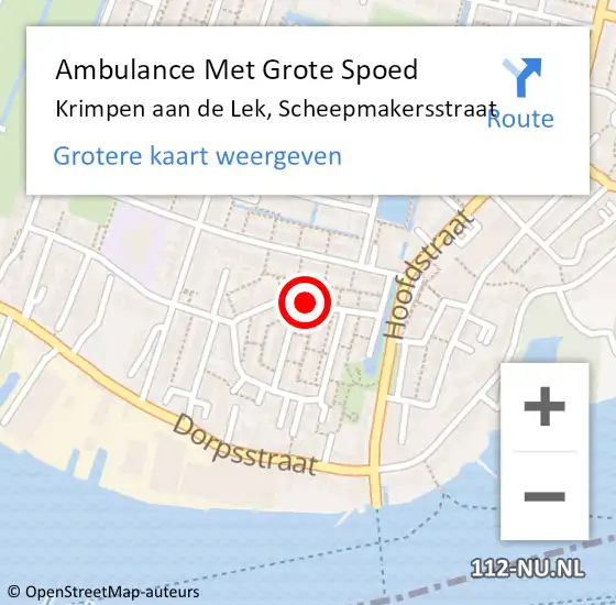 Locatie op kaart van de 112 melding: Ambulance Met Grote Spoed Naar Krimpen aan de Lek, Scheepmakersstraat op 17 november 2017 01:07