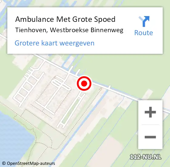 Locatie op kaart van de 112 melding: Ambulance Met Grote Spoed Naar Tienhoven, Westbroekse Binnenweg op 17 november 2017 01:33