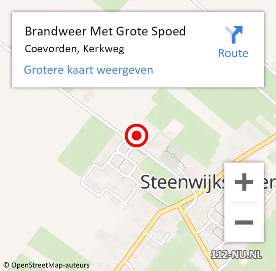 Locatie op kaart van de 112 melding: Brandweer Met Grote Spoed Naar Coevorden, Kerkweg op 17 november 2017 02:14