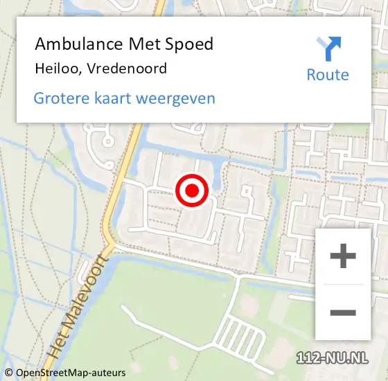 Locatie op kaart van de 112 melding: Ambulance Met Spoed Naar Heiloo, Vredenoord op 17 november 2017 04:52