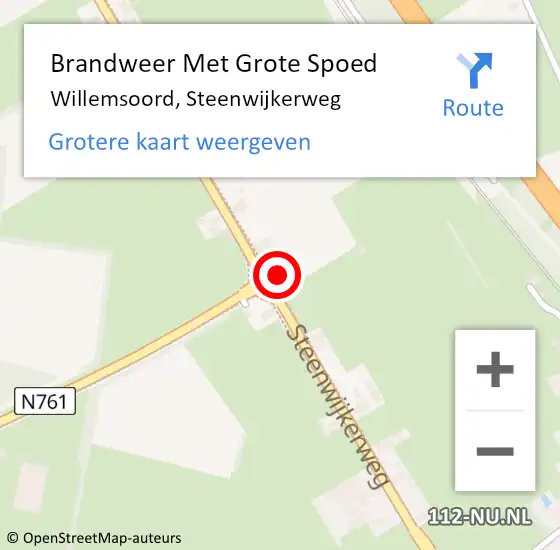 Locatie op kaart van de 112 melding: Brandweer Met Grote Spoed Naar Willemsoord, Steenwijkerweg op 17 november 2017 05:04