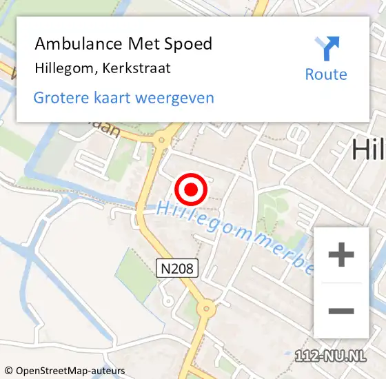 Locatie op kaart van de 112 melding: Ambulance Met Spoed Naar Hillegom, Kerkstraat op 17 november 2017 07:07