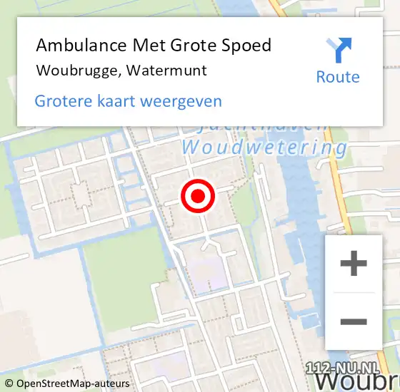 Locatie op kaart van de 112 melding: Ambulance Met Grote Spoed Naar Woubrugge, Watermunt op 17 november 2017 07:34