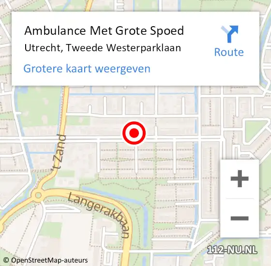 Locatie op kaart van de 112 melding: Ambulance Met Grote Spoed Naar Utrecht, Tweede Westerparklaan op 17 november 2017 07:35