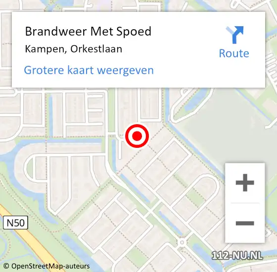 Locatie op kaart van de 112 melding: Brandweer Met Spoed Naar Kampen, Orkestlaan op 17 november 2017 08:16