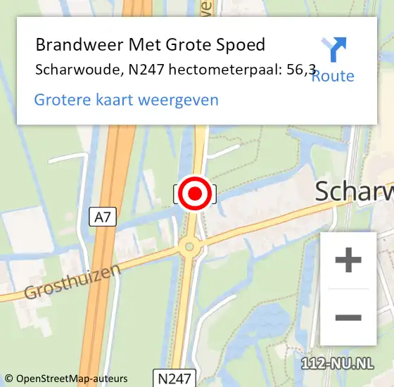 Locatie op kaart van de 112 melding: Brandweer Met Grote Spoed Naar Scharwoude, N247 hectometerpaal: 56,3 op 17 november 2017 08:25