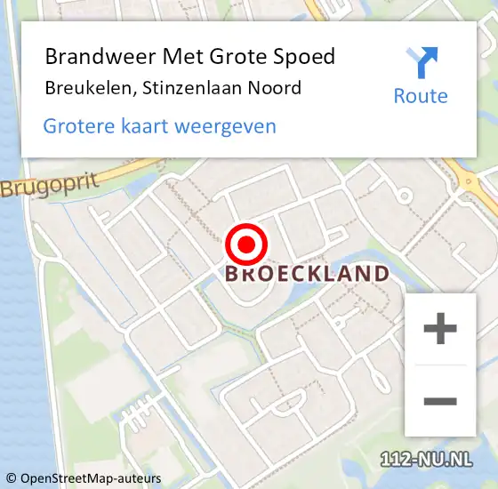 Locatie op kaart van de 112 melding: Brandweer Met Grote Spoed Naar Breukelen, Stinzenlaan Noord op 17 november 2017 10:15