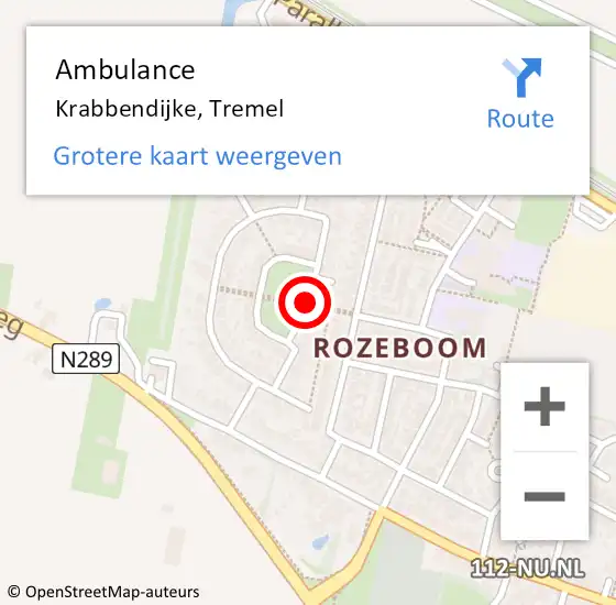 Locatie op kaart van de 112 melding: Ambulance Krabbendijke, Tremel op 17 november 2017 10:49