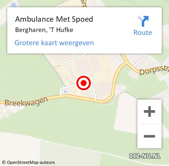 Locatie op kaart van de 112 melding: Ambulance Met Spoed Naar Bergharen, 'T Hufke op 17 november 2017 11:24