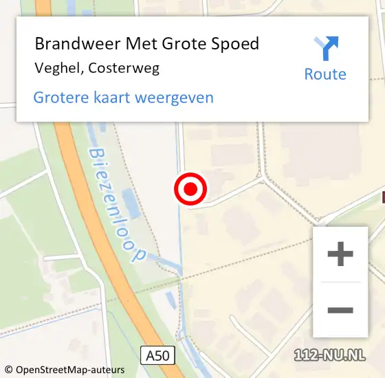 Locatie op kaart van de 112 melding: Brandweer Met Grote Spoed Naar Veghel, Costerweg op 17 november 2017 11:36