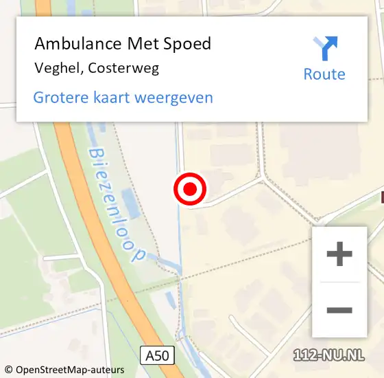 Locatie op kaart van de 112 melding: Ambulance Met Spoed Naar Veghel, Costerweg op 17 november 2017 11:37