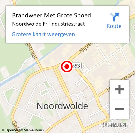 Locatie op kaart van de 112 melding: Brandweer Met Grote Spoed Naar Noordwolde Fr, Industriestraat op 17 november 2017 12:00