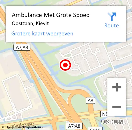 Locatie op kaart van de 112 melding: Ambulance Met Grote Spoed Naar Oostzaan, Kievit op 17 november 2017 12:12