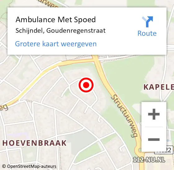 Locatie op kaart van de 112 melding: Ambulance Met Spoed Naar Schijndel, Goudenregenstraat op 17 november 2017 12:52