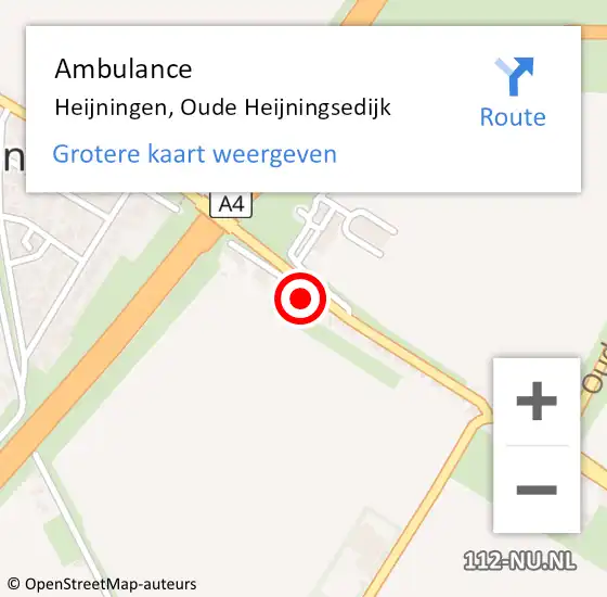 Locatie op kaart van de 112 melding: Ambulance Heijningen, Oude Heijningsedijk op 7 februari 2014 09:45