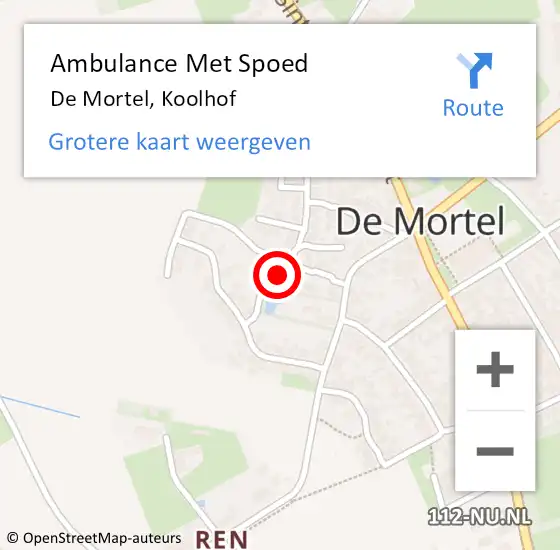 Locatie op kaart van de 112 melding: Ambulance Met Spoed Naar De Mortel, Koolhof op 17 november 2017 13:42