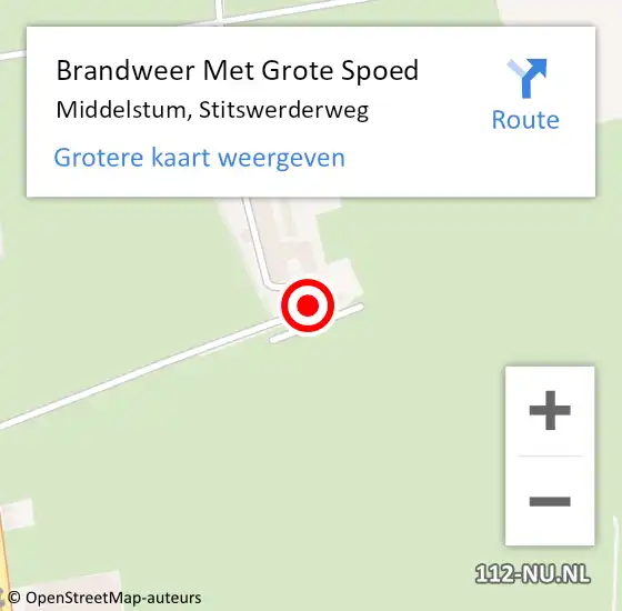 Locatie op kaart van de 112 melding: Brandweer Met Grote Spoed Naar Middelstum, Stitswerderweg op 17 november 2017 13:49