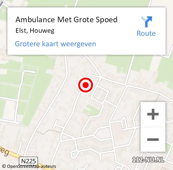 Locatie op kaart van de 112 melding: Ambulance Met Grote Spoed Naar Elst, Houweg op 17 november 2017 14:20