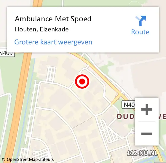 Locatie op kaart van de 112 melding: Ambulance Met Spoed Naar Houten, Elzenkade op 17 november 2017 14:26