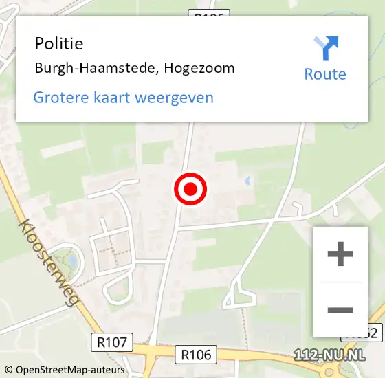 Locatie op kaart van de 112 melding: Politie Burgh-Haamstede, Hogezoom op 17 november 2017 15:02