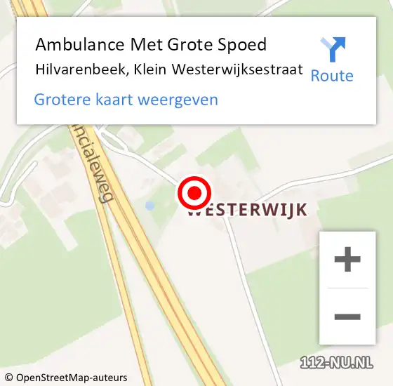 Locatie op kaart van de 112 melding: Ambulance Met Grote Spoed Naar Hilvarenbeek, Klein Westerwijksestraat op 17 november 2017 15:12