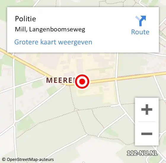 Locatie op kaart van de 112 melding: Politie Mill, Langenboomseweg op 17 november 2017 15:26