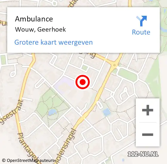 Locatie op kaart van de 112 melding: Ambulance Wouw, Geerhoek op 17 november 2017 15:34