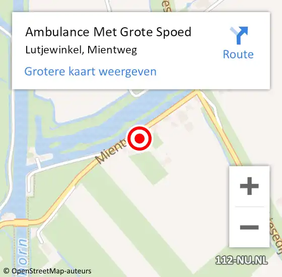 Locatie op kaart van de 112 melding: Ambulance Met Grote Spoed Naar Lutjewinkel, Mientweg op 17 november 2017 15:44