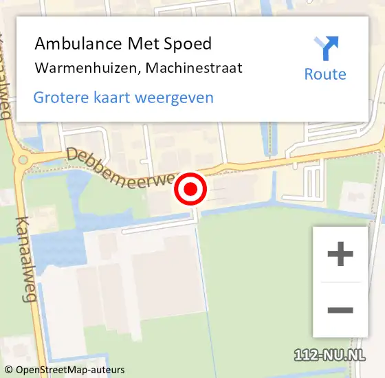 Locatie op kaart van de 112 melding: Ambulance Met Spoed Naar Warmenhuizen, Machinestraat op 17 november 2017 16:19