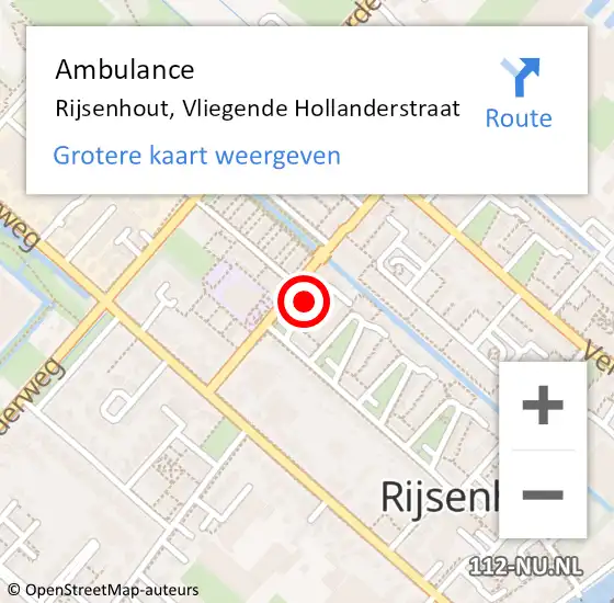 Locatie op kaart van de 112 melding: Ambulance Rijsenhout, Vliegende Hollanderstraat op 17 november 2017 16:29