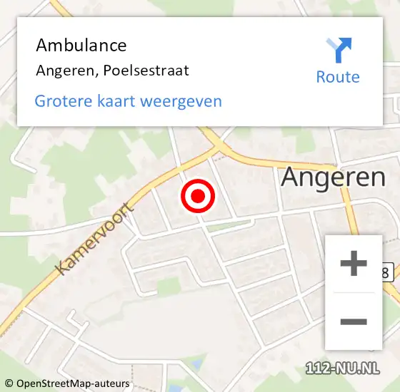 Locatie op kaart van de 112 melding: Ambulance Angeren, Poelsestraat op 17 november 2017 16:45