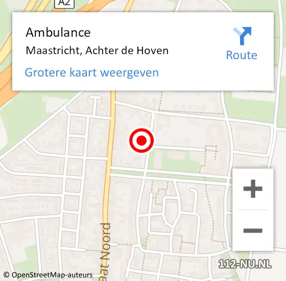Locatie op kaart van de 112 melding: Ambulance Maastricht, Achter de Hoven op 7 februari 2014 10:02