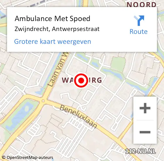 Locatie op kaart van de 112 melding: Ambulance Met Spoed Naar Zwijndrecht, Antwerpsestraat op 17 november 2017 17:28